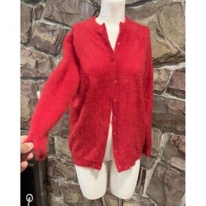 Parkhurst Angora Rabbit soft sweater cardigan M 40 Vtg fluffy soft red